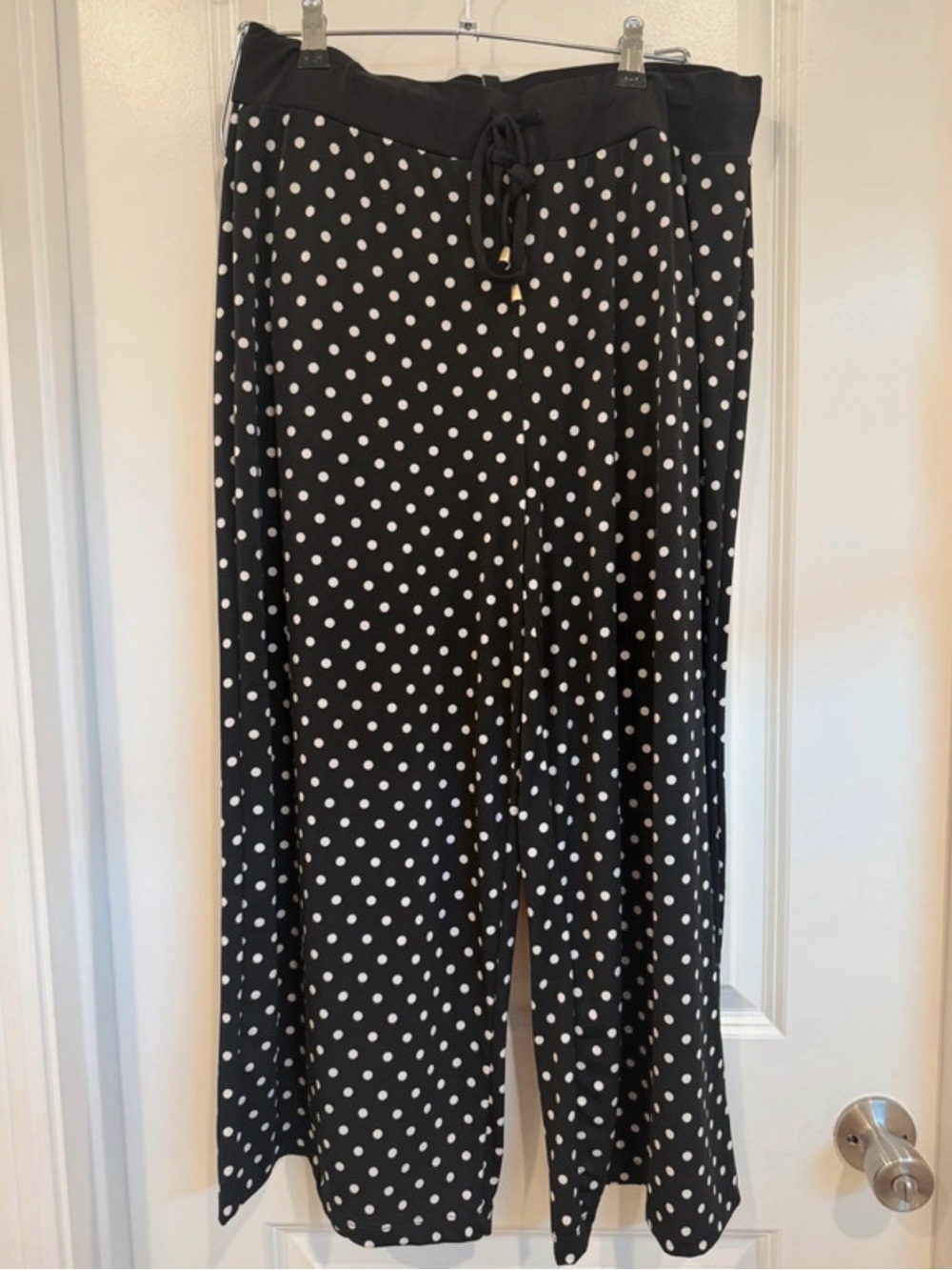 Jones New York Black & White Polka Dot Wide-Leg ankle Pants
